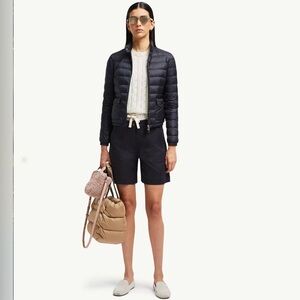 Moncler | Lans Collared Night Blue Short Puffer Down Jacket Minimalist Comfy